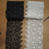 1 meters Deluxe Geometric Cotton Lace with Triangles designs 82mm available in Black or White #DEN250620i - ACCESSOIRES LEDUC BV